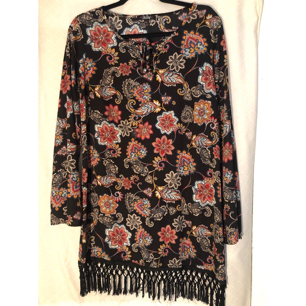 Bebop- Retro Fringe Long Sleeve Dress